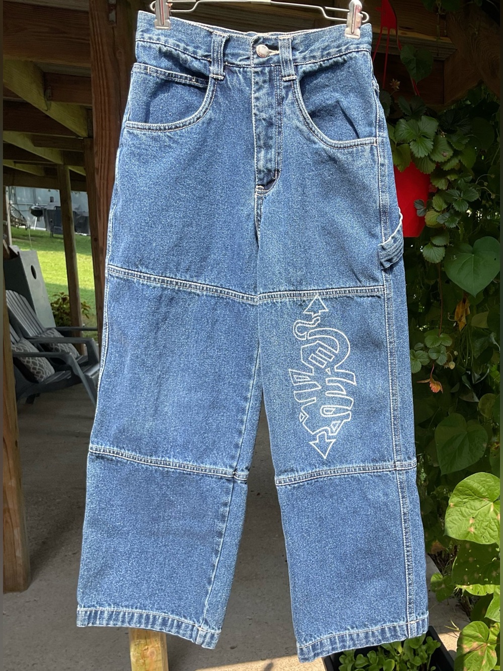 Y2K No Boundaries Boys Carpenter Jeans Size 12 Baggy Graffiti Wide Leg Denim